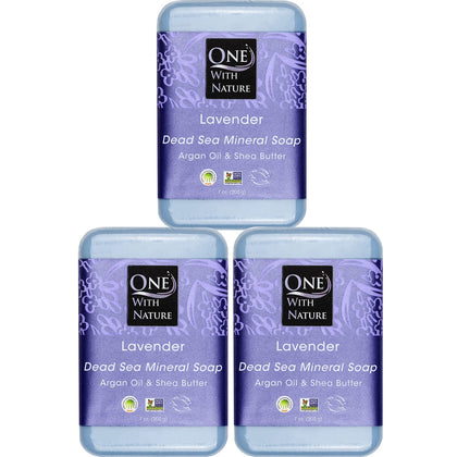 One With Nature Dead Sea Salt Lavender Soap 3-Pack front view