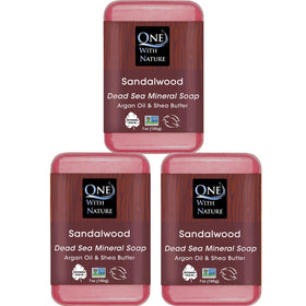 One With Nature Dead Sea Salt Sandalwood Soap 3-Pack front view