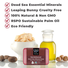 One With Nature Dead Sea Salt Sandalwood Soap packaging