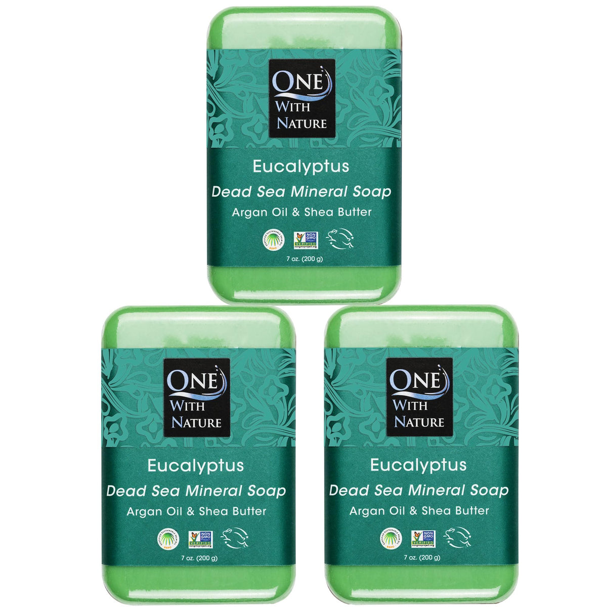 One With Nature Eucalyptus Soap 3-Pack front view with packaging