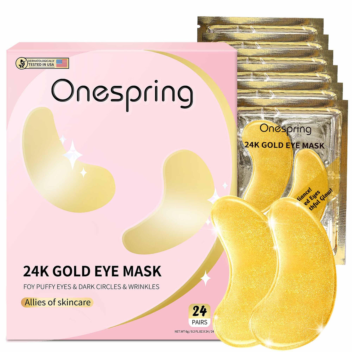 Onespring Under Eye Patches 24K Gold front view