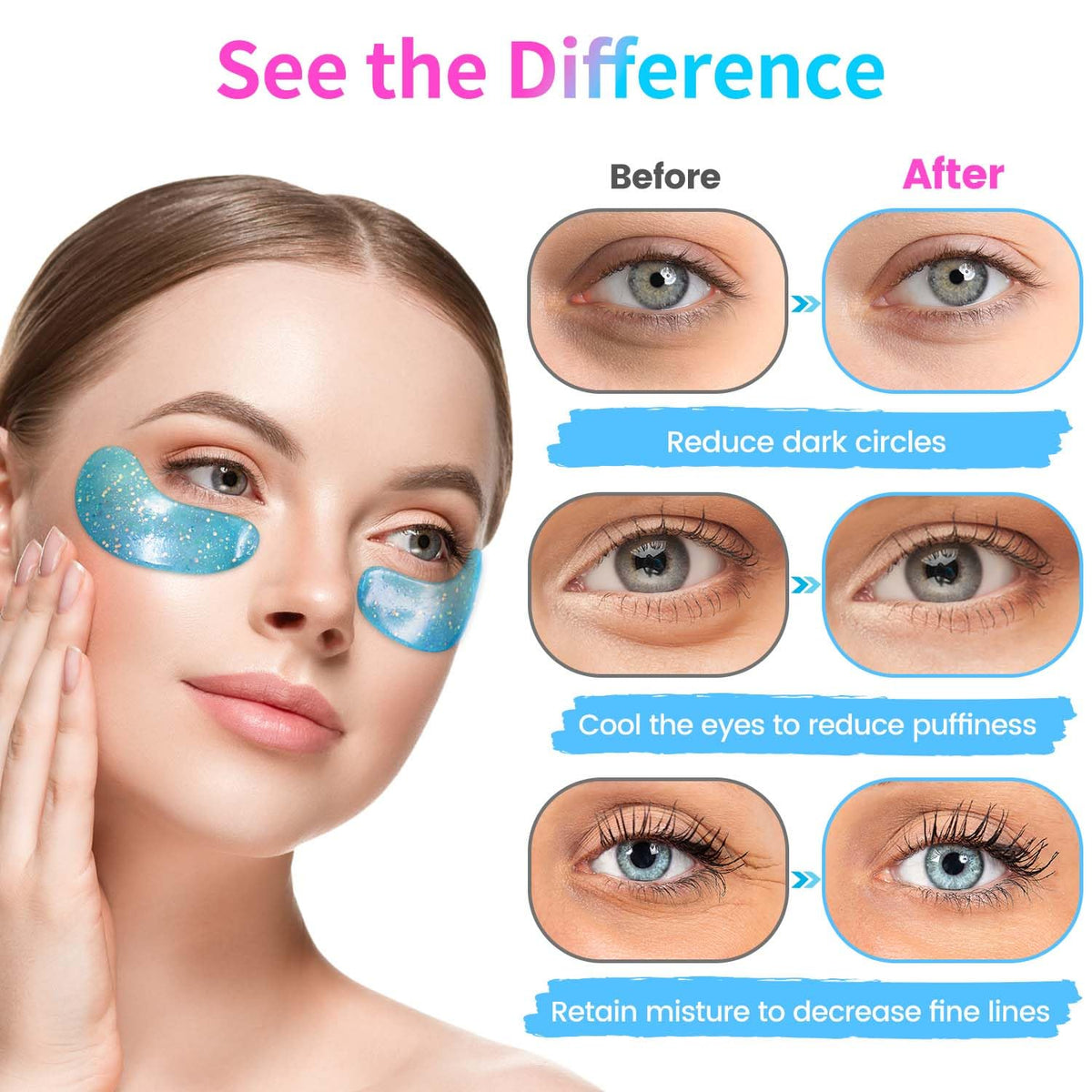 Onespring Under Eye Patches applied on model