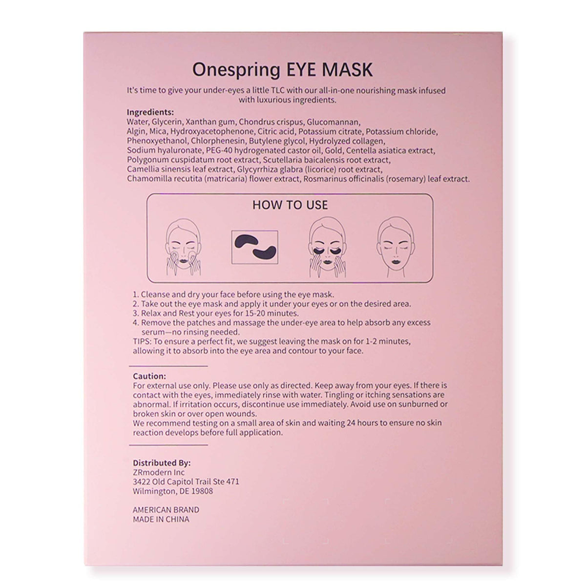 Onespring Under Eye Patches displayed on a vanity
