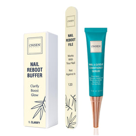 ONSEN Nail Care Kit including nail file, buffer block, and cuticle serum