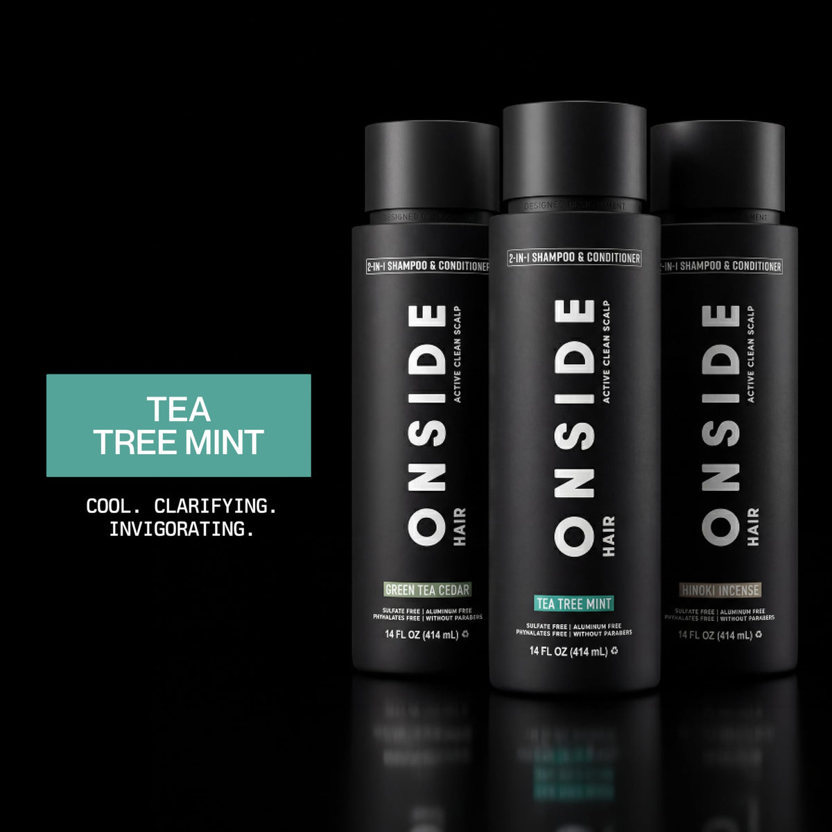 ONSIDE Men's 2-in-1 Shampoo and Conditioner Tea Tree Mint in a shower setting