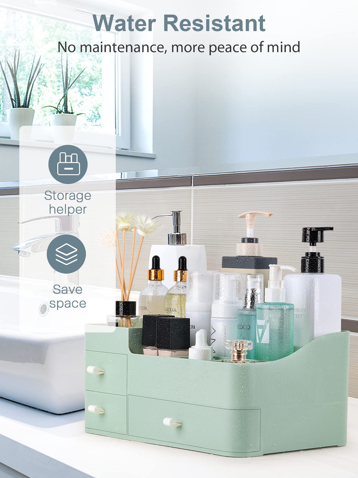 ONXE Makeup Organizer elegant design on vanity