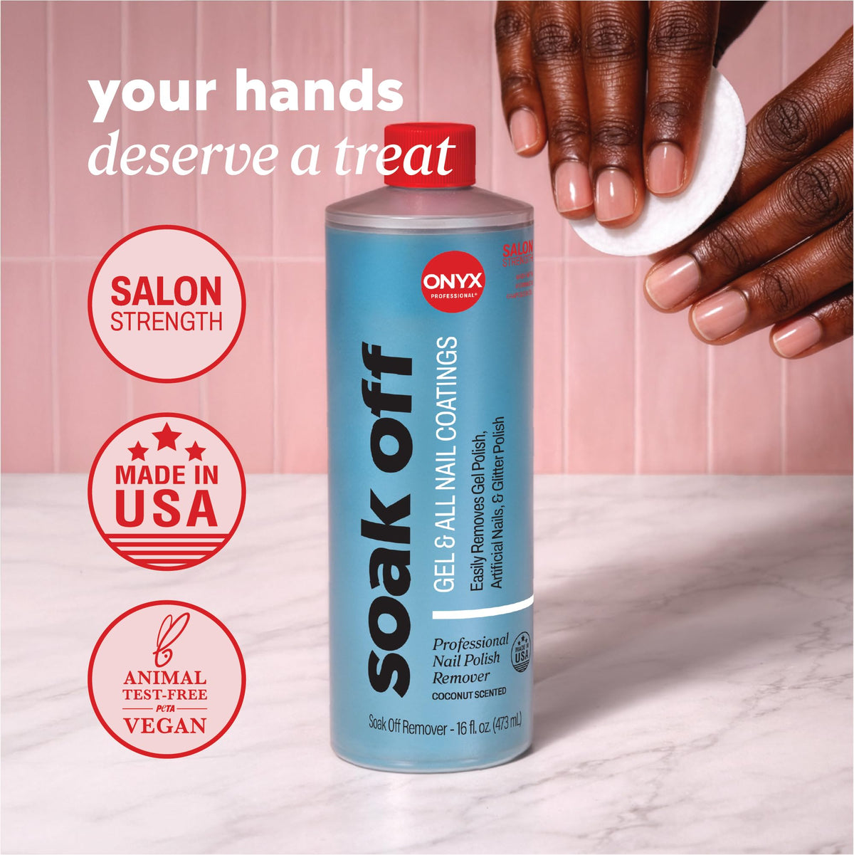 Onyx Professional Coconut Nail Polish Remover with Vitamin E and grape seed oil