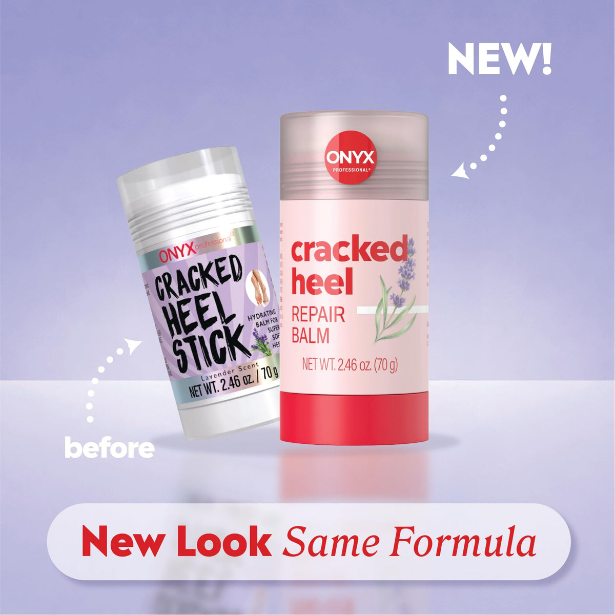 Onyx Professional Cracked Heel Repair Balm Stick back view showing ingredients