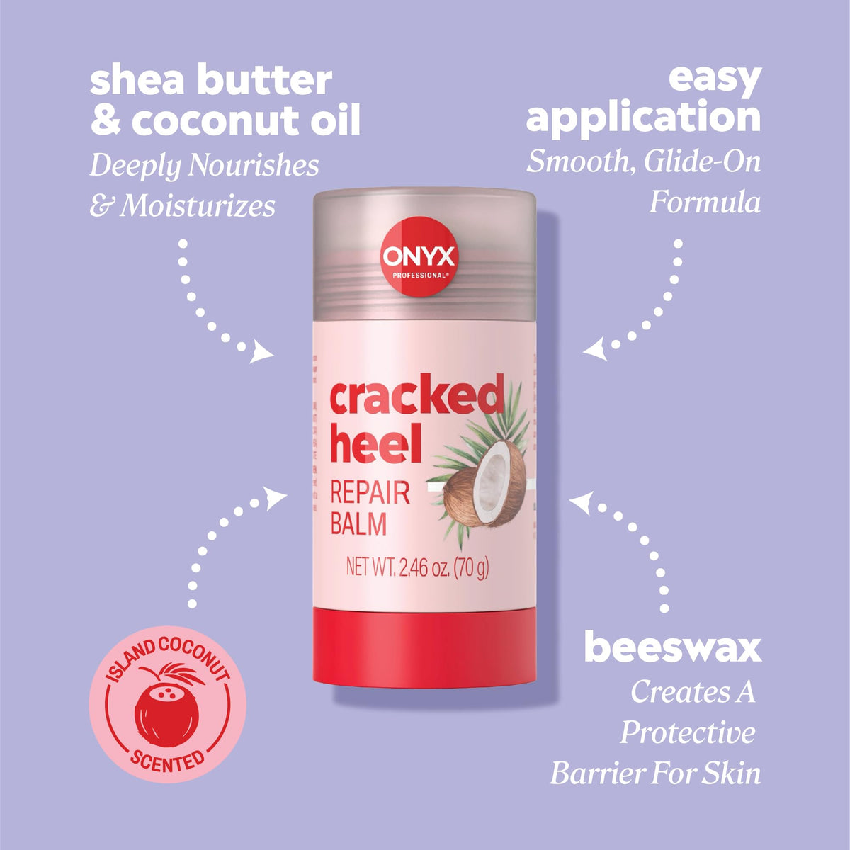 Onyx Professional Cracked Heel Repair Balm Stick with packaging