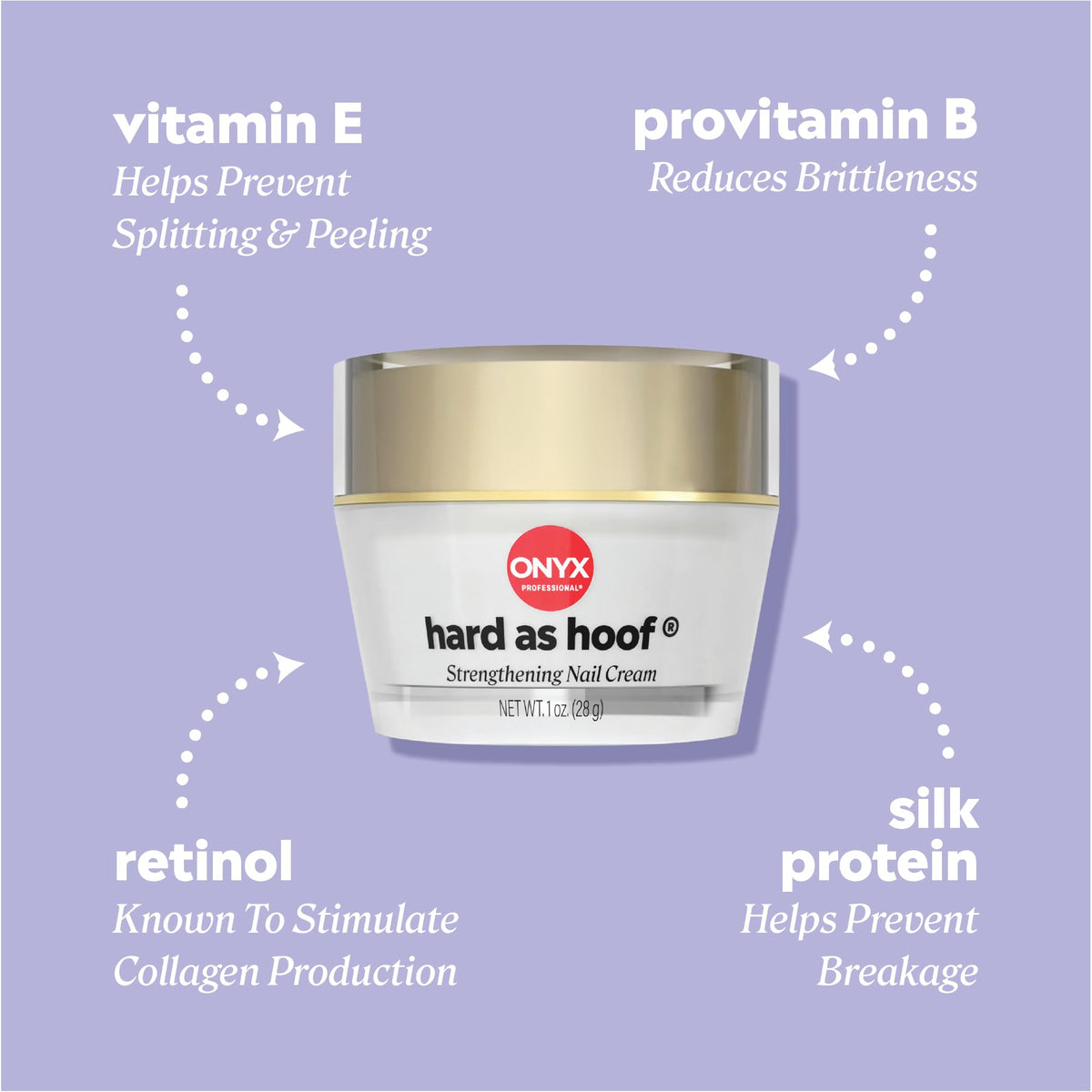 Onyx Professional Hard as Hoof Nail Strengthening Cream with coconut scent label