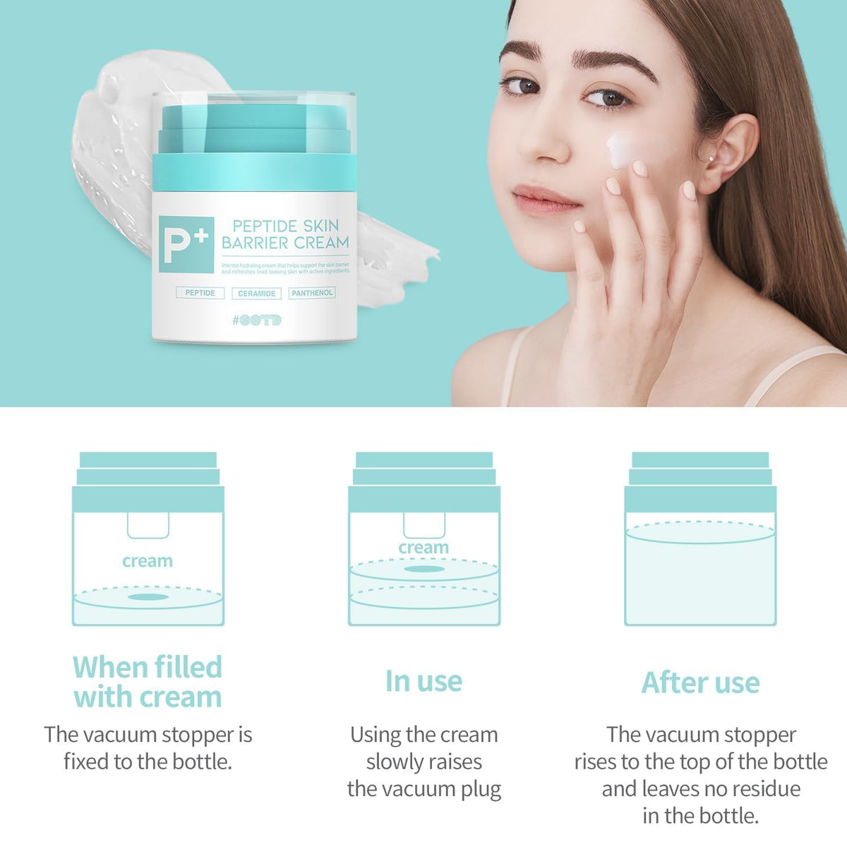 #OOTD Peptide Skin Barrier Facial Cream application on skin