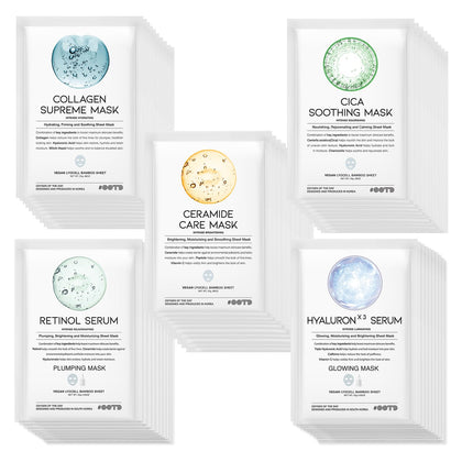 #OOTD Vegan Sheet Mask Set front view with assorted masks
