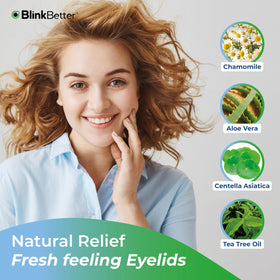 Open BlinkBetter Eyelid Wipes showing dual-textured wipe