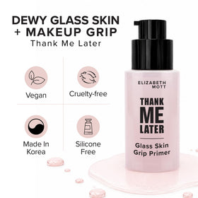 Open bottle of Elizabeth Mott Glass Skin Grip Primer