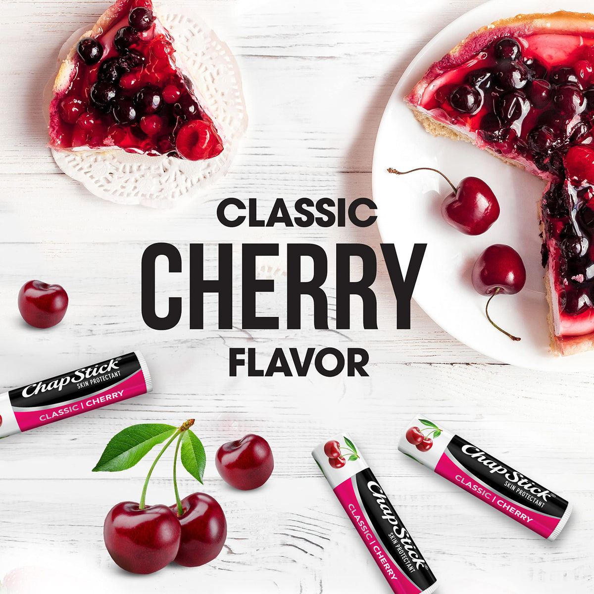 Open ChapStick Classic Cherry Lip Balm Tube revealing smooth texture