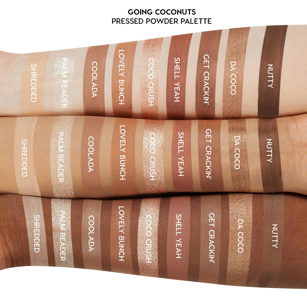 Open ColourPop Going Coconuts Eyeshadow Palette displaying all shades