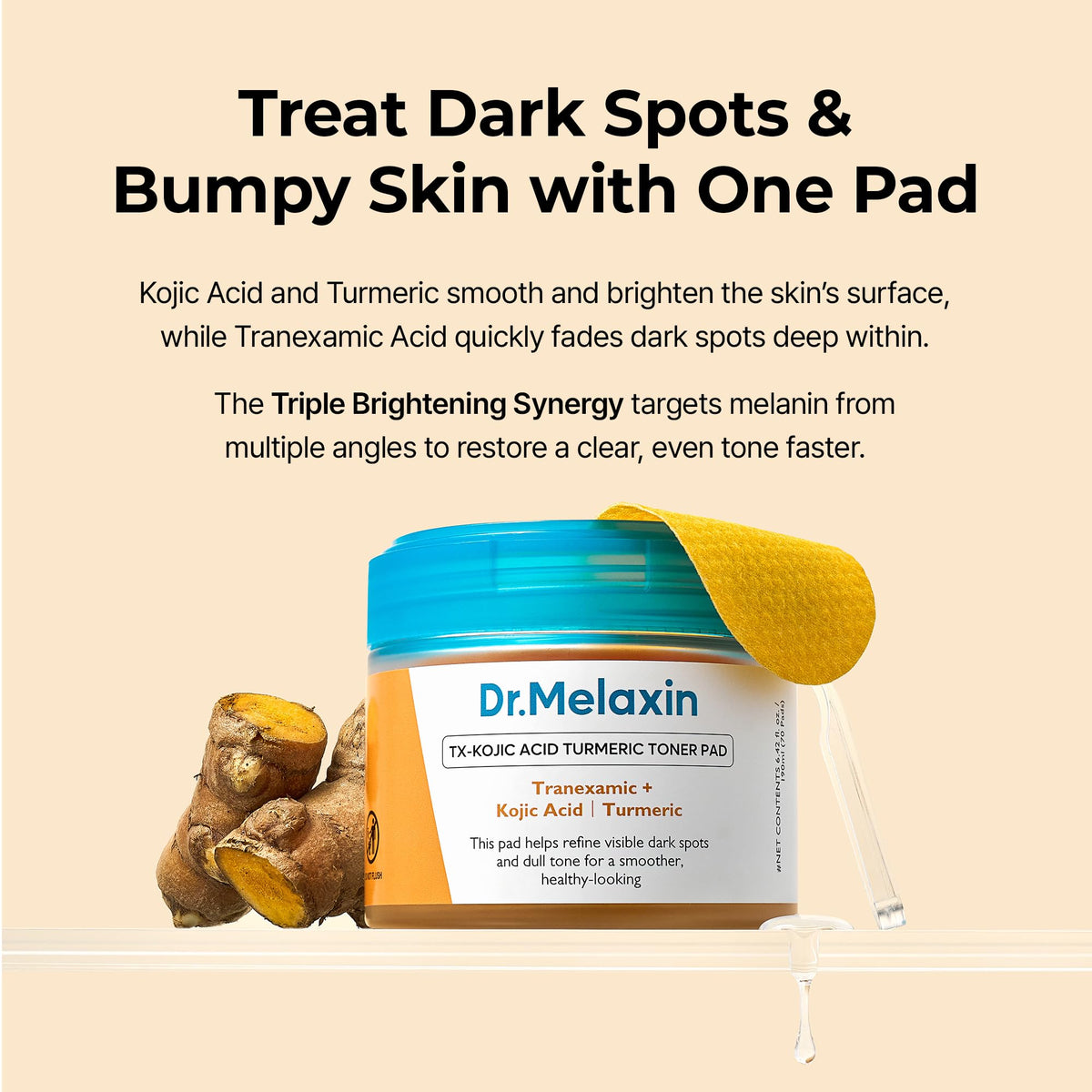 Open container of Dr.Melaxin Kojic Acid Turmeric Toner Pads