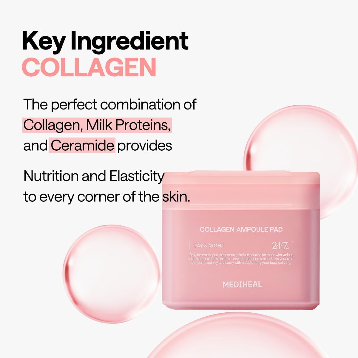 Open container of MEDIHEAL Collagen Ampoule Toner Pads
