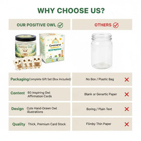 Open DEARMINE Positive Owl Jar with affirmation cards inside
