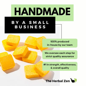 Open package of The Herbal Zen shower steamers showing individual pieces