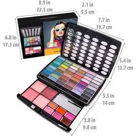 Open SHANY makeup kit showing all products