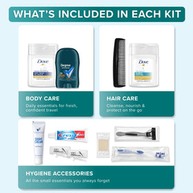 Open Stuhrling Bottle hygiene kit displaying individual toiletries