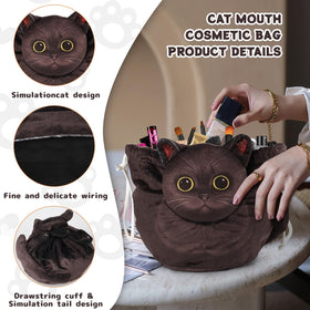 Openhahaha Cat Makeup Bag drawstring closure detail