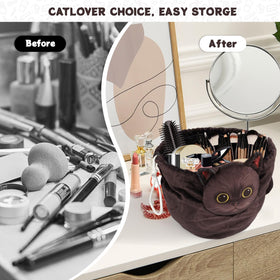 Openhahaha Cat Makeup Bag folded showing portable size