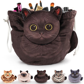 Openhahaha Cat Makeup Bag front view with 3D cat head design