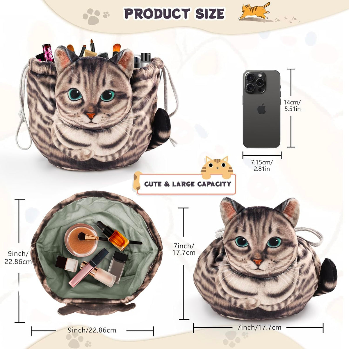Openhahaha Cat Makeup Bag in use at a dressing table