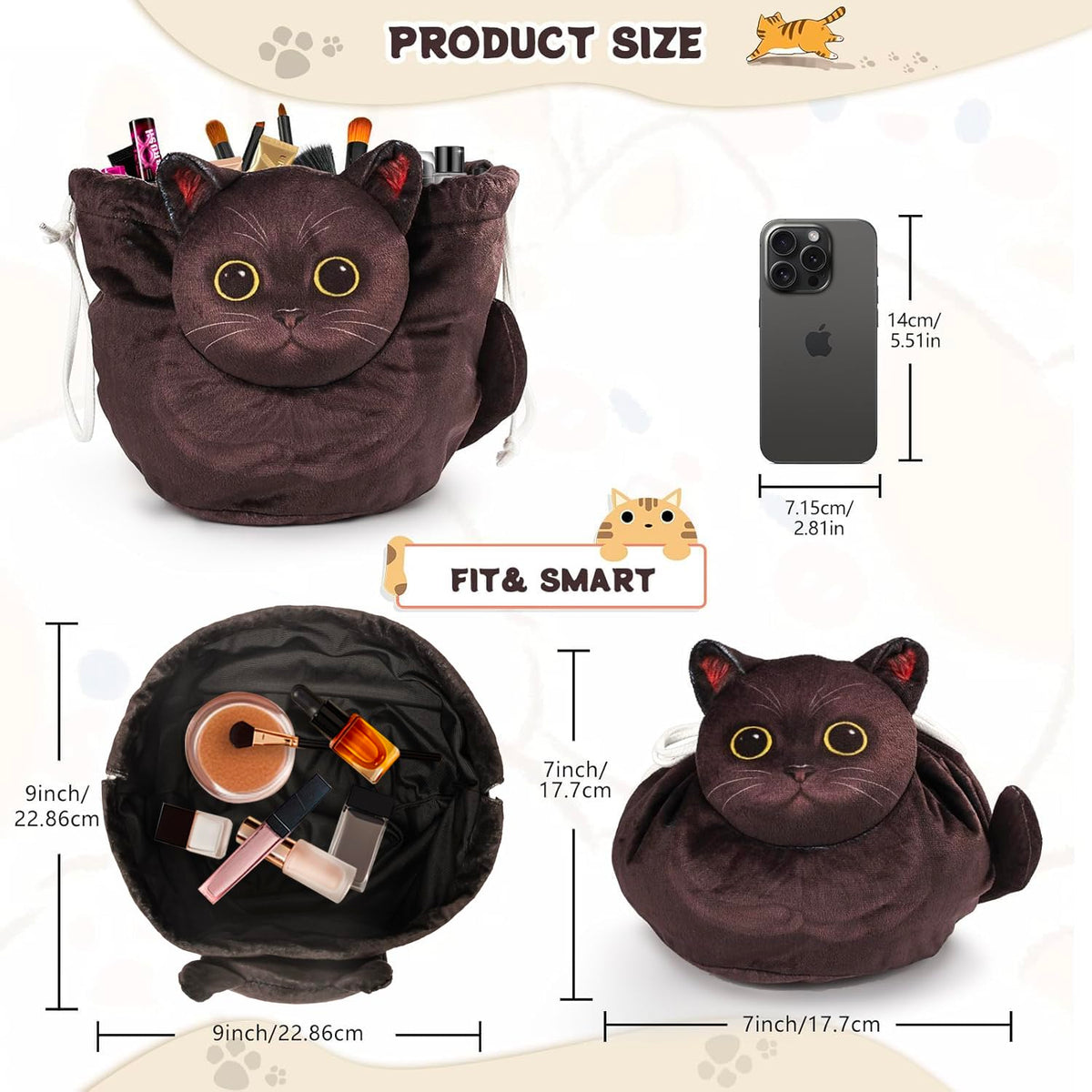 Openhahaha Cat Makeup Bag lifestyle scene on makeup table