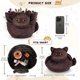 Openhahaha Cat Makeup Bag lifestyle scene on makeup table