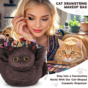 Openhahaha Cat Makeup Bag open view showing spacious interior