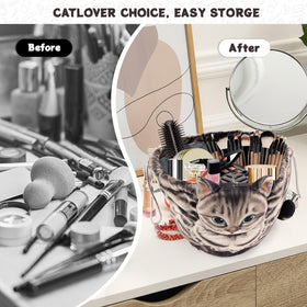 Openhahaha Cat Makeup Bag packed for travel