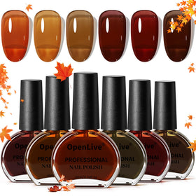 OpenLive Fall Jelly Nail Polish Set front view with 6 vibrant colours