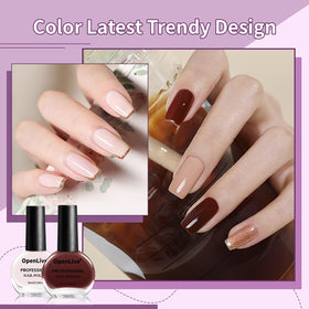 OpenLive Nail Polish bottle close-up showing coffee shade
