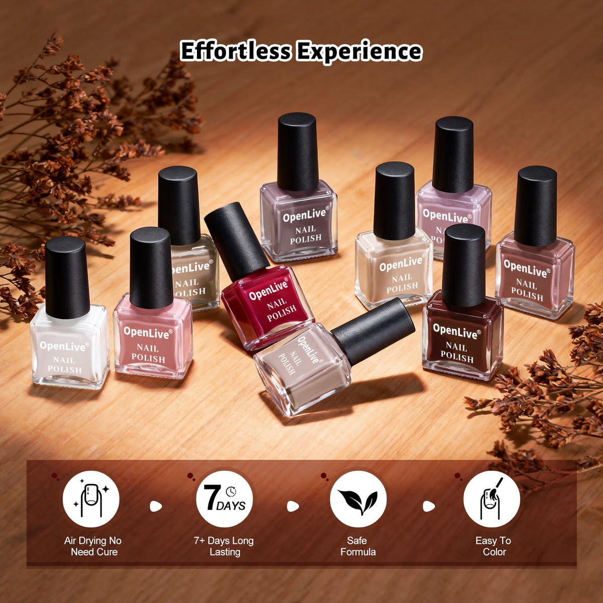 OpenLive nail polish set packaging with 12 bottles