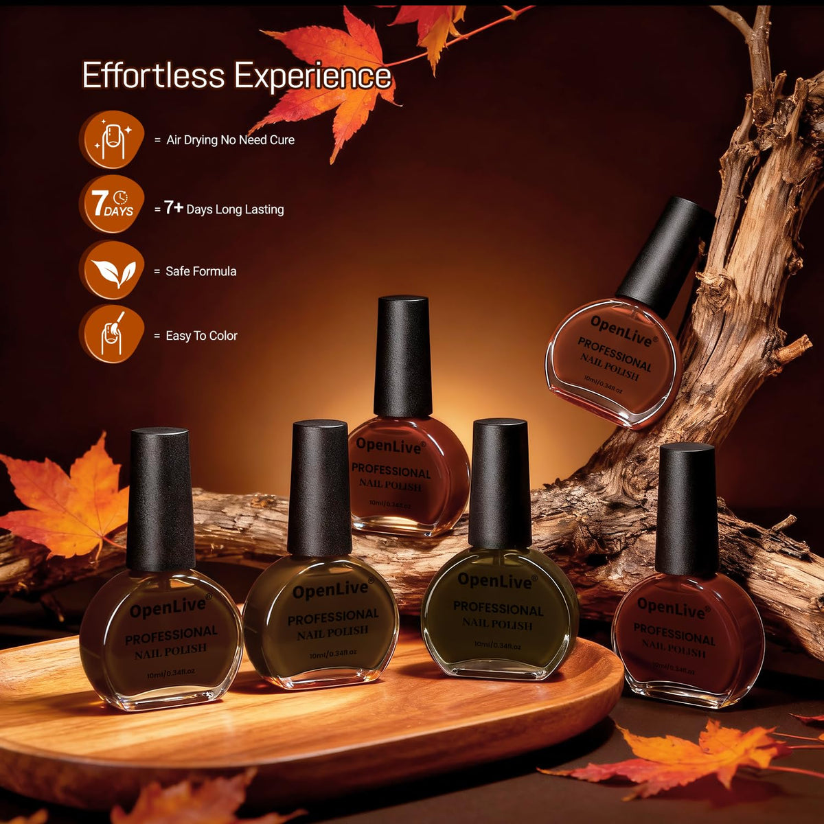 OpenLive nail polish set packaging with autumn design