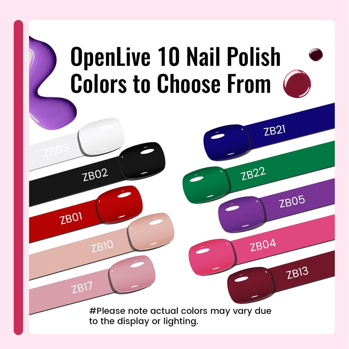 OpenLive nail polish set showing base and top coat
