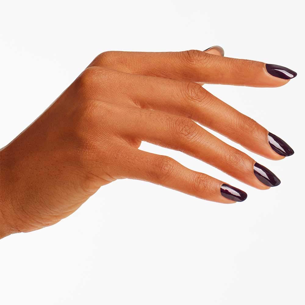 OPI Black Cherry Chutney nail polish brush close-up