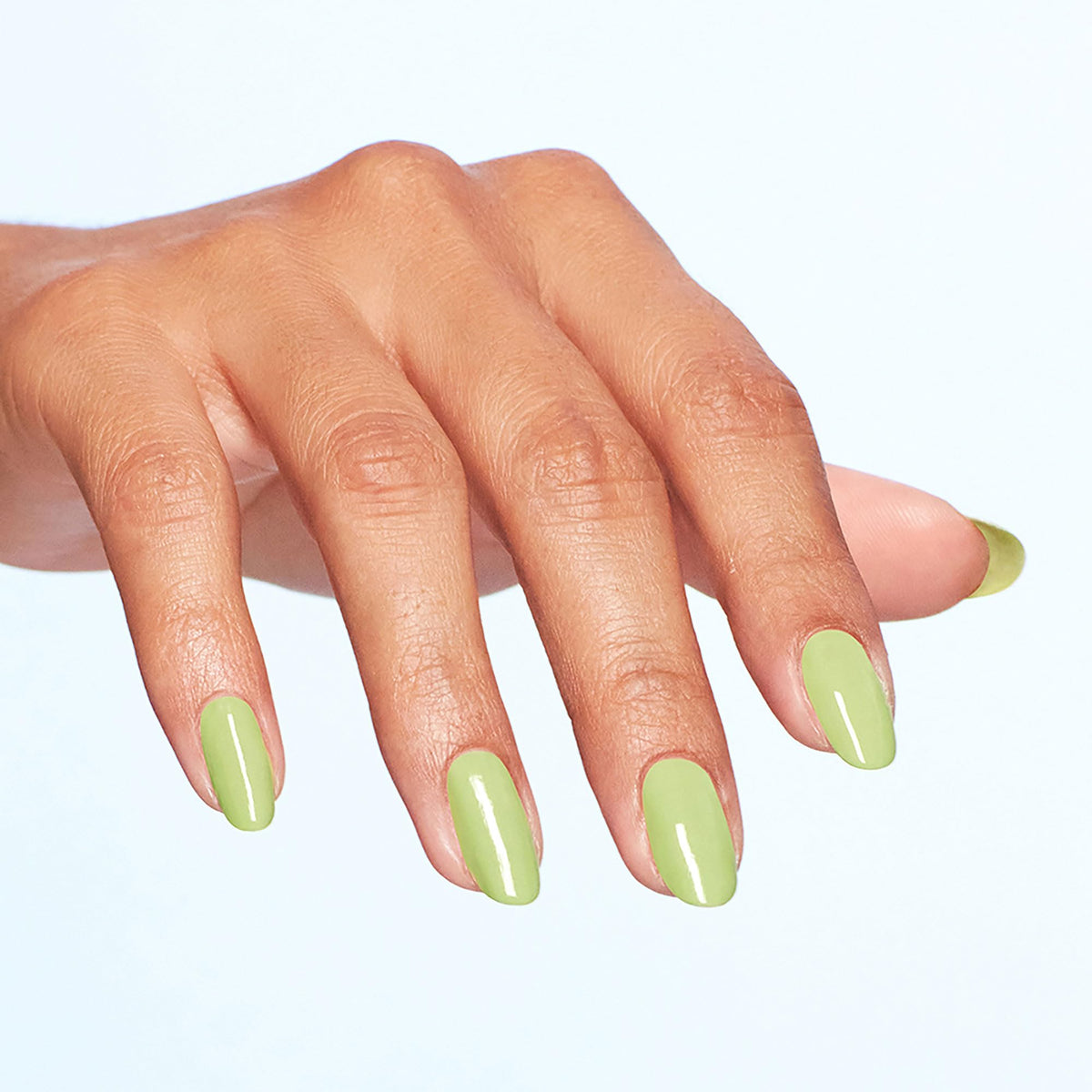 OPI Clear Your Cash bright green nail polish on nails