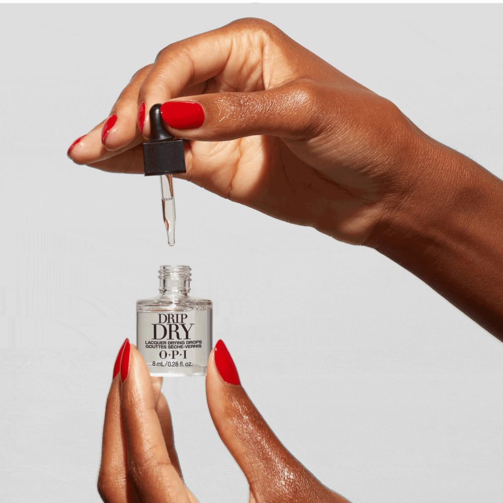 OPI Drip Dry Drops applied on freshly painted nails