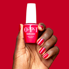OPI GelColor Big Apple Energy under LED lamp
