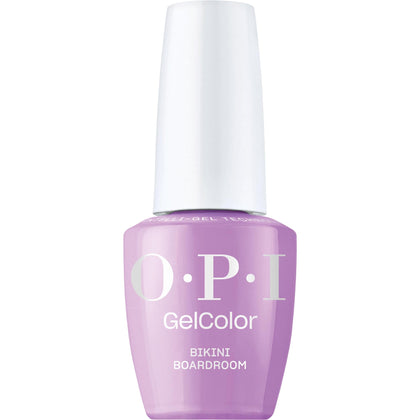 OPI GelColor Bikini Boardroom soft purple pearl shimmer bottle front view