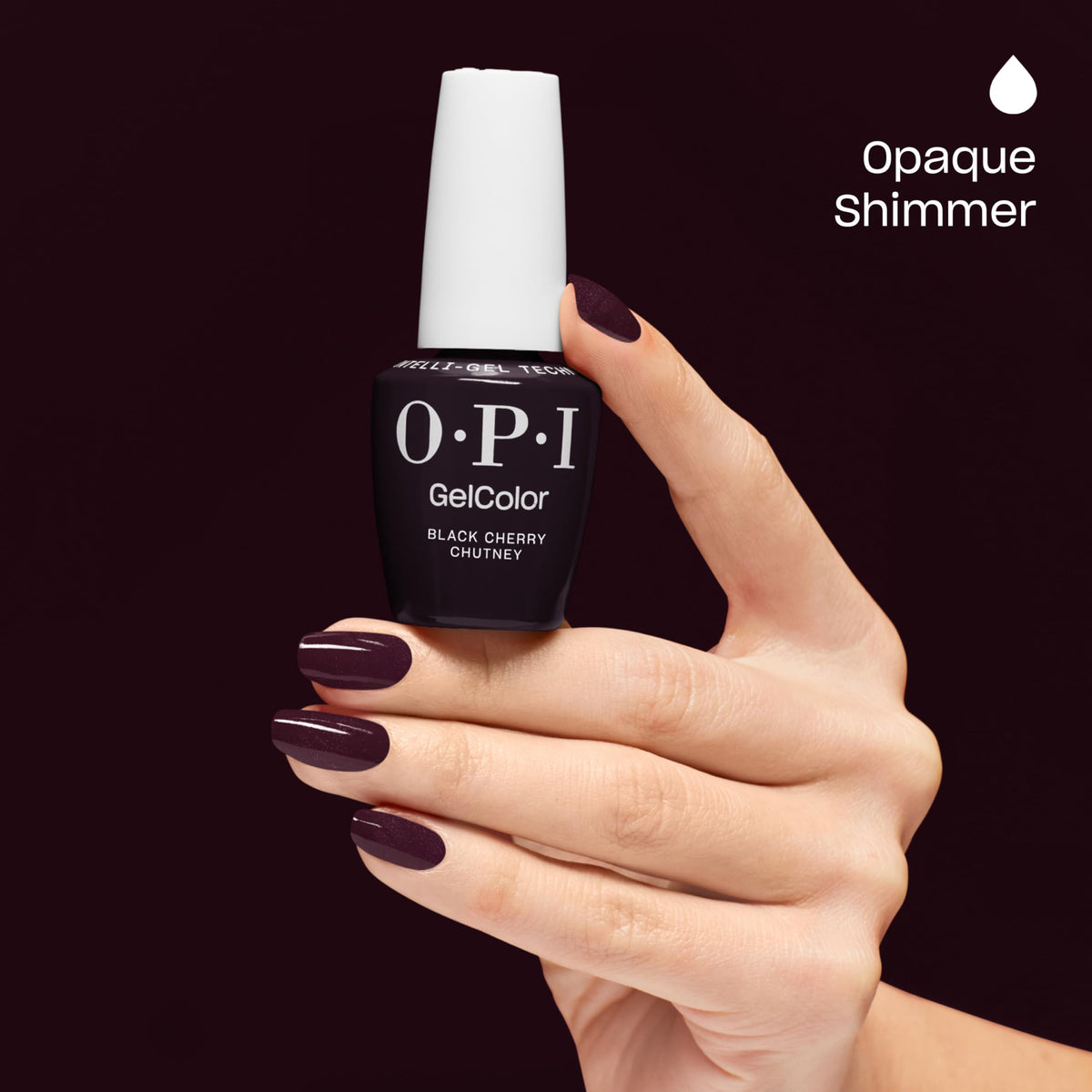 OPI GelColor Black Cherry Chutney Gel Nail Polish application process