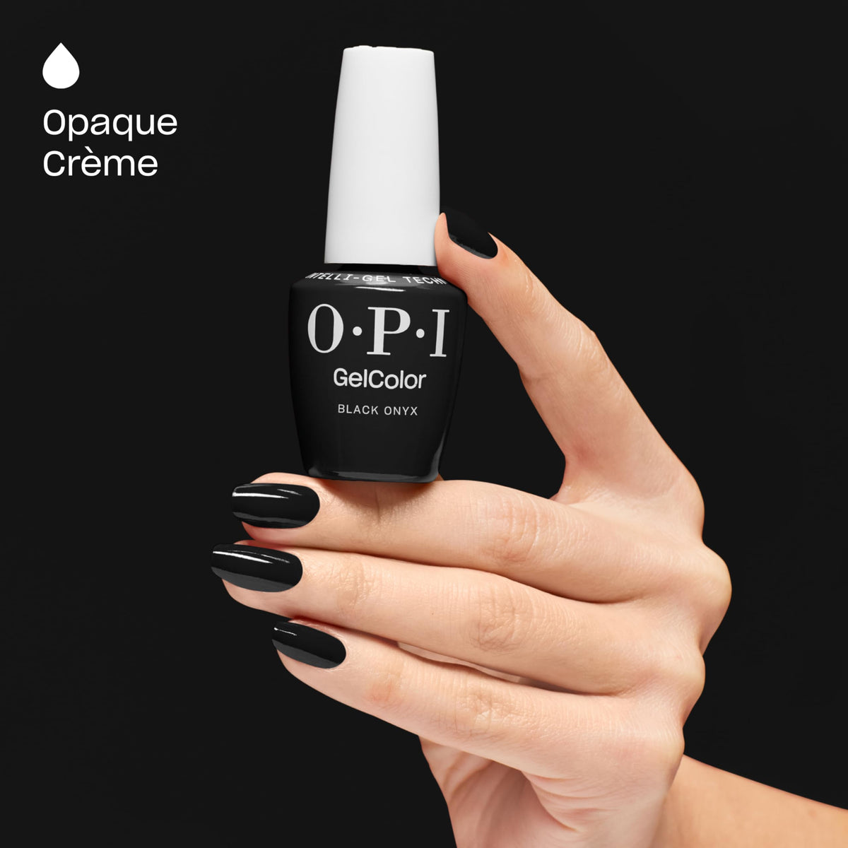 OPI GelColor Black Onyx in a nail art setup