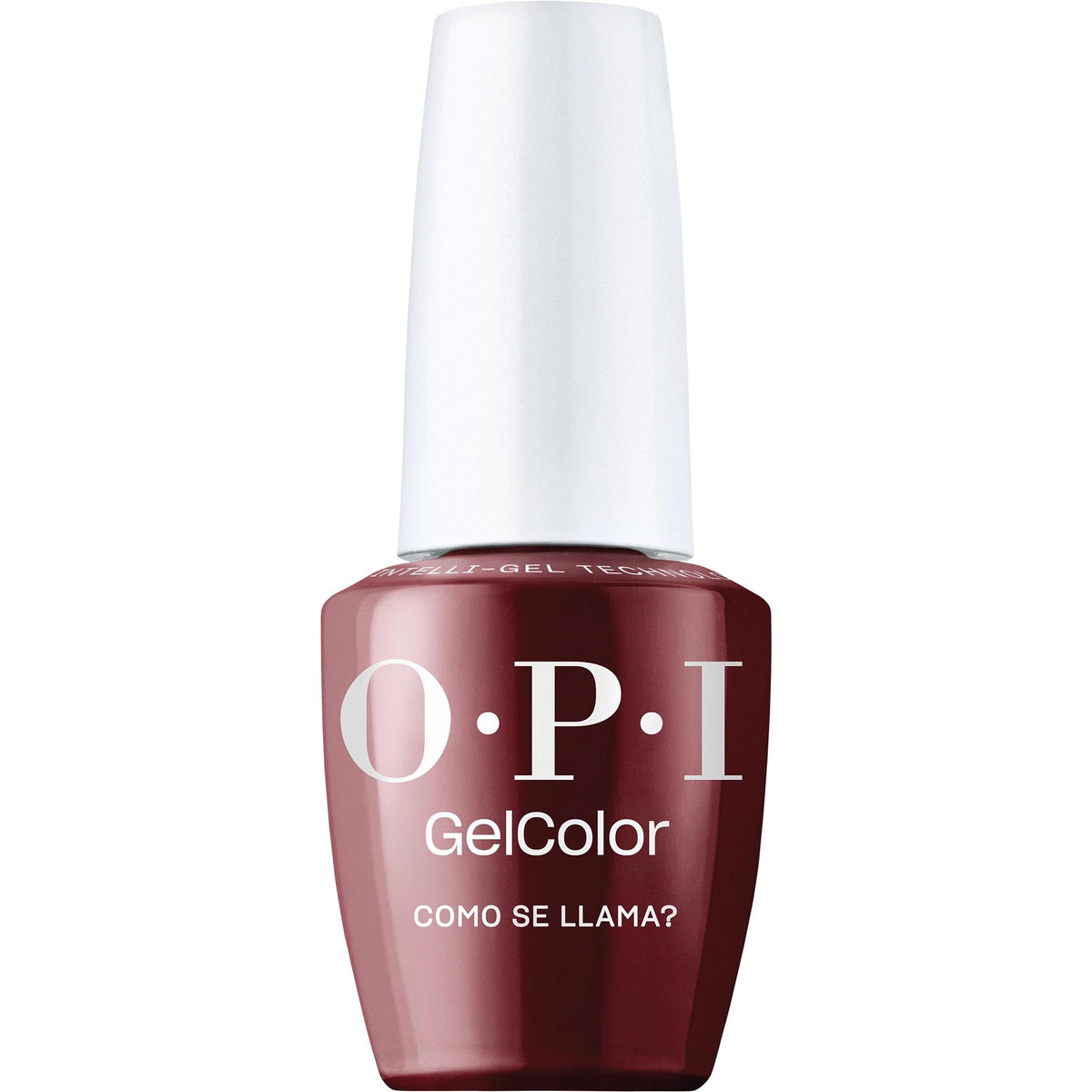 OPI GelColor Como se Llama? dark burgundy nail polish front view