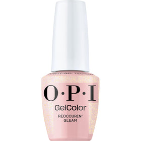 OPI GelColor Gel Nail Polish Reoccurin' Gleam front view with pastel pink shimmer