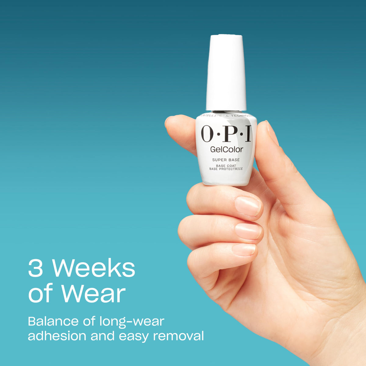 OPI GelColor Gel Nail Polish Super Base Coat in a nail art setting