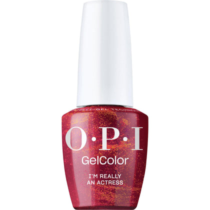 OPI GelColor I'm Really an Actress cool red shimmer nail polish front view